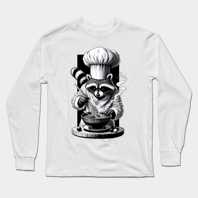 Noodle Artisan Raccoon Long Sleeve T-Shirt by Penguin-san